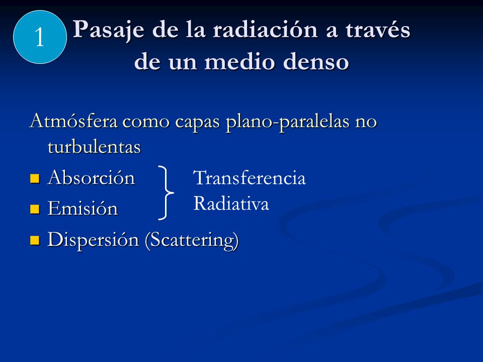 Pasaje de la radiación a través de un medio denso