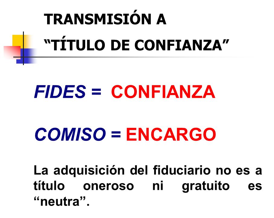 FIDES = CONFIANZA COMISO = ENCARGO TRANSMISIÓN A TÍTULO DE CONFIANZA