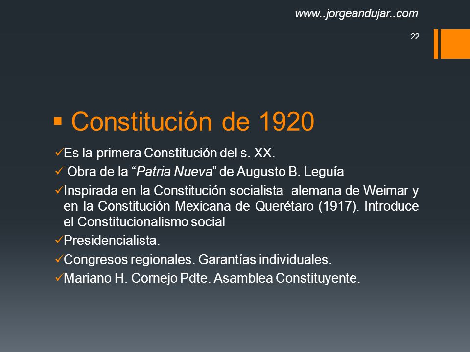 Constitución de 1920 Es la primera Constitución del s. XX.