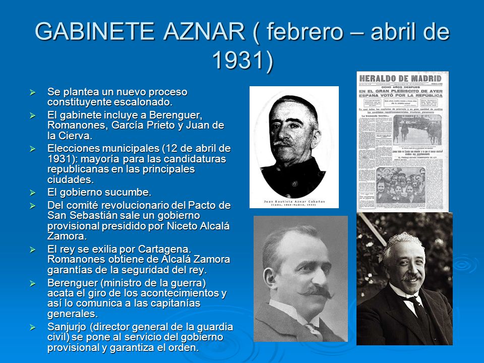 GABINETE AZNAR ( febrero – abril de 1931)