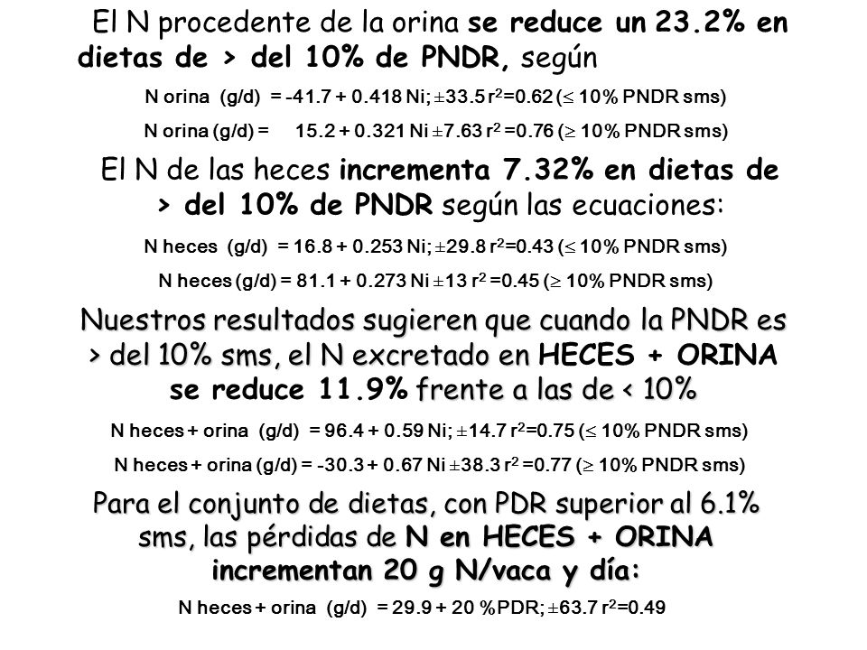El N procedente de la orina se reduce un 23