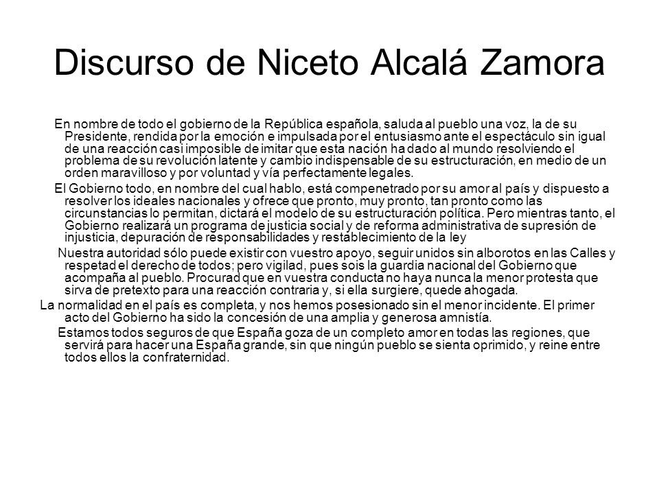 Discurso de Niceto Alcalá Zamora