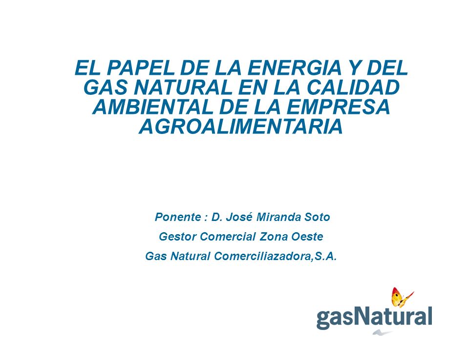 EL PAPEL DE LA ENERGIA Y DEL GAS NATURAL EN LA CALIDAD AMBIENTAL DE LA EMPRESA AGROALIMENTARIA