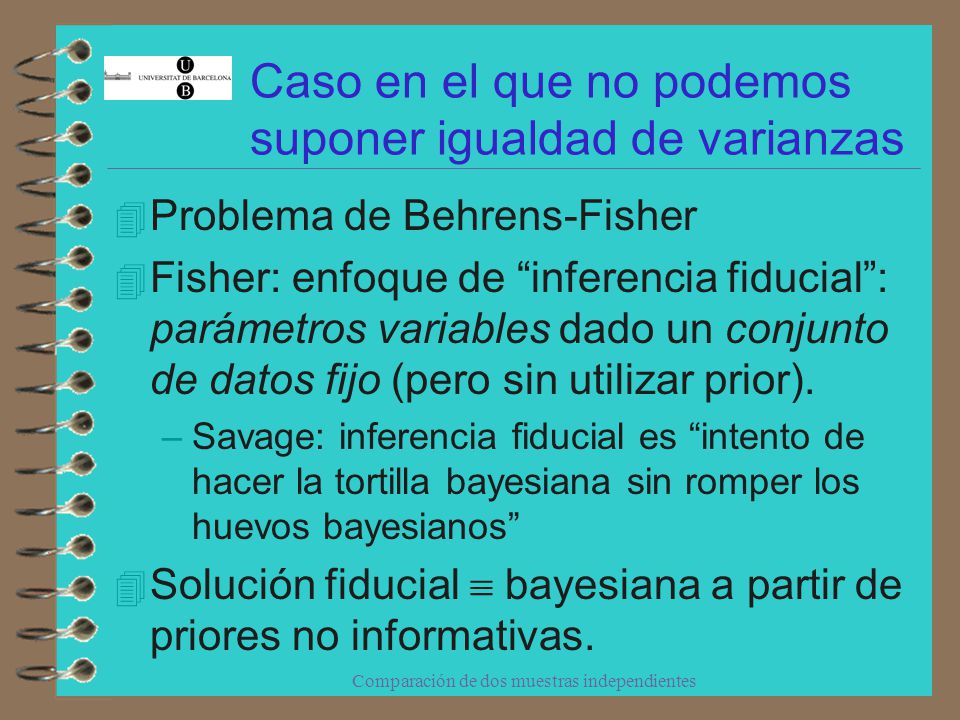 Caso en el que no podemos suponer igualdad de varianzas