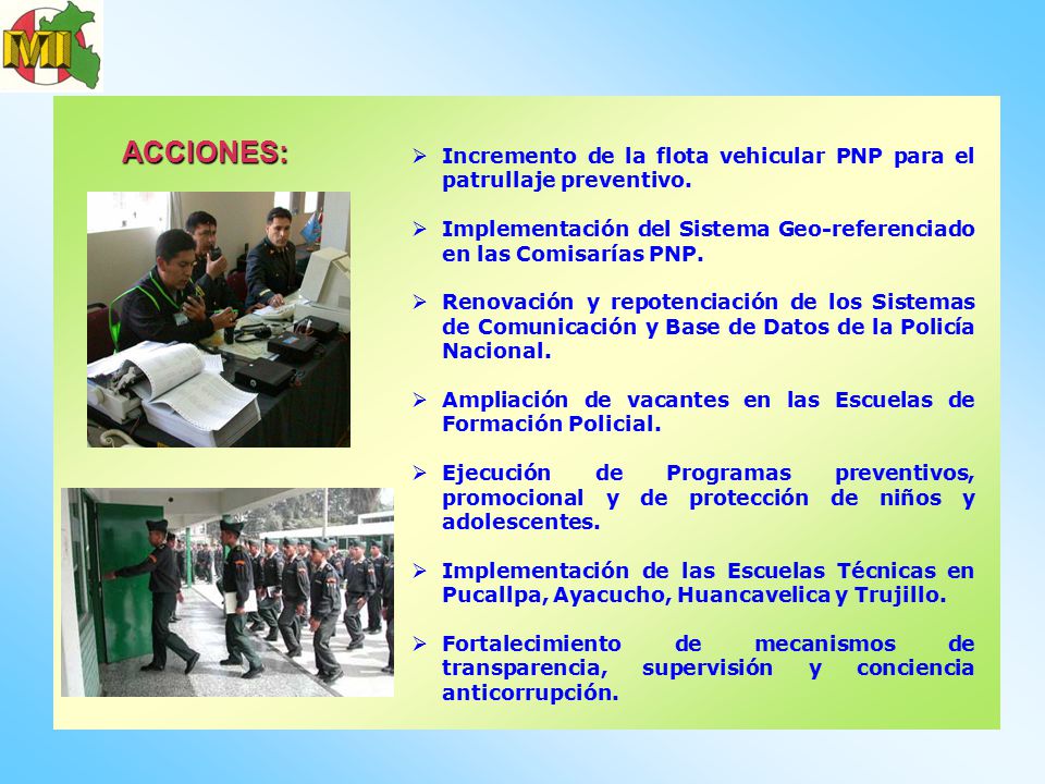 Incremento de la flota vehicular PNP para el patrullaje preventivo.