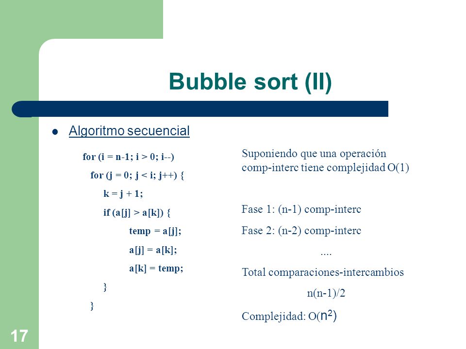 Pseudocódigo 3 - Algoritmo Bubble Sort 