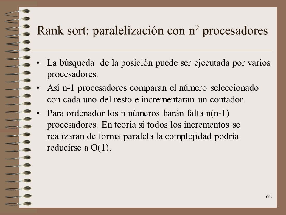 Rank sort: paralelización con n2 procesadores