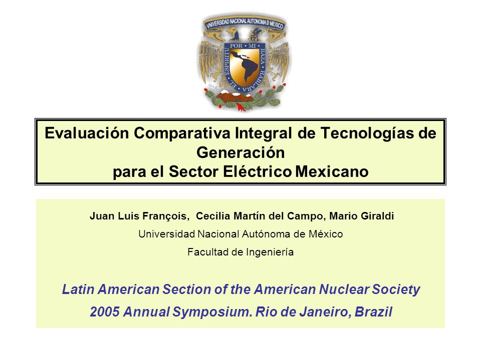Evaluación Comparativa Integral de Tecnologías de Generación para el Sector Eléctrico Mexicano