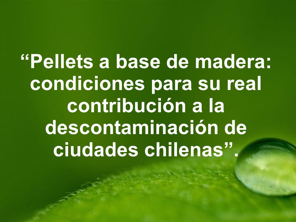 Pellets a base de madera: condiciones para su real contribución a la descontaminación de ciudades chilenas .