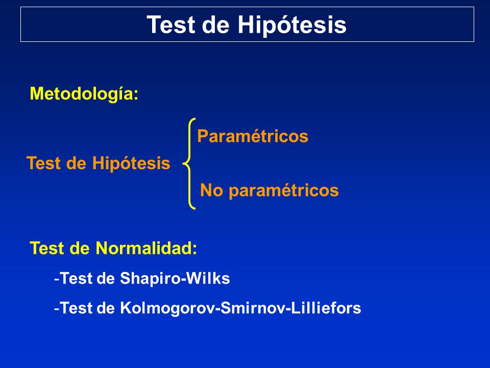 Test de Hipótesis Metodología: Paramétricos Test de Hipótesis