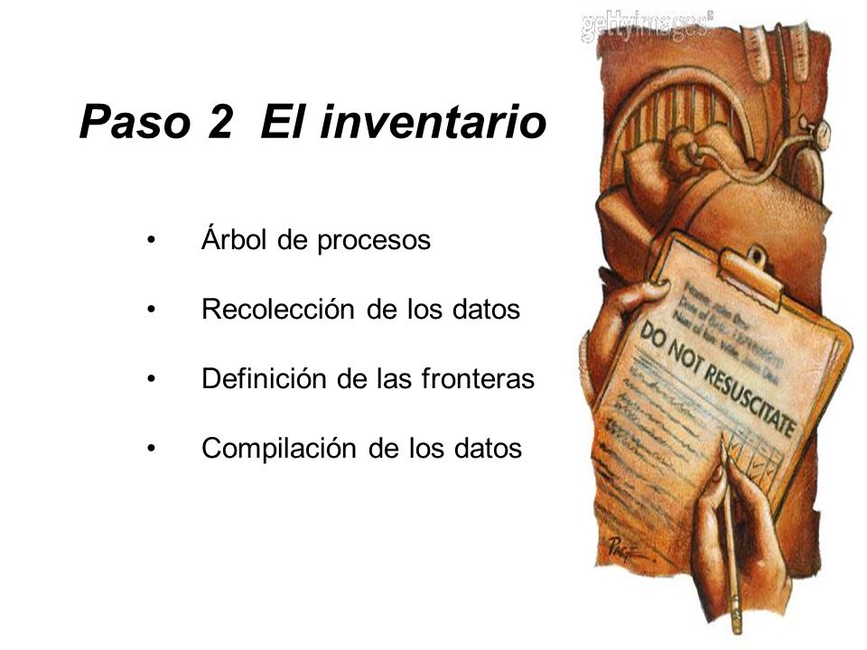 Paso 2 El inventario Árbol de procesos Recolección de los datos