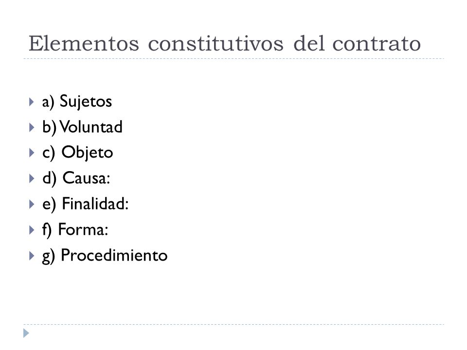 Elementos constitutivos del contrato