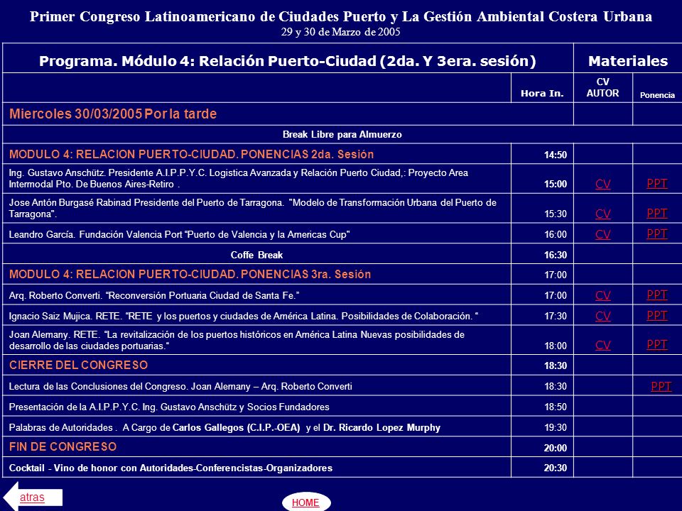 Primer Congreso Latinoamericano de Ciudades Puerto y La Gestión Ambiental Costera Urbana