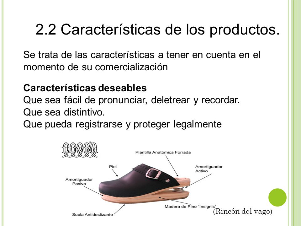 2.2 Características de los productos.