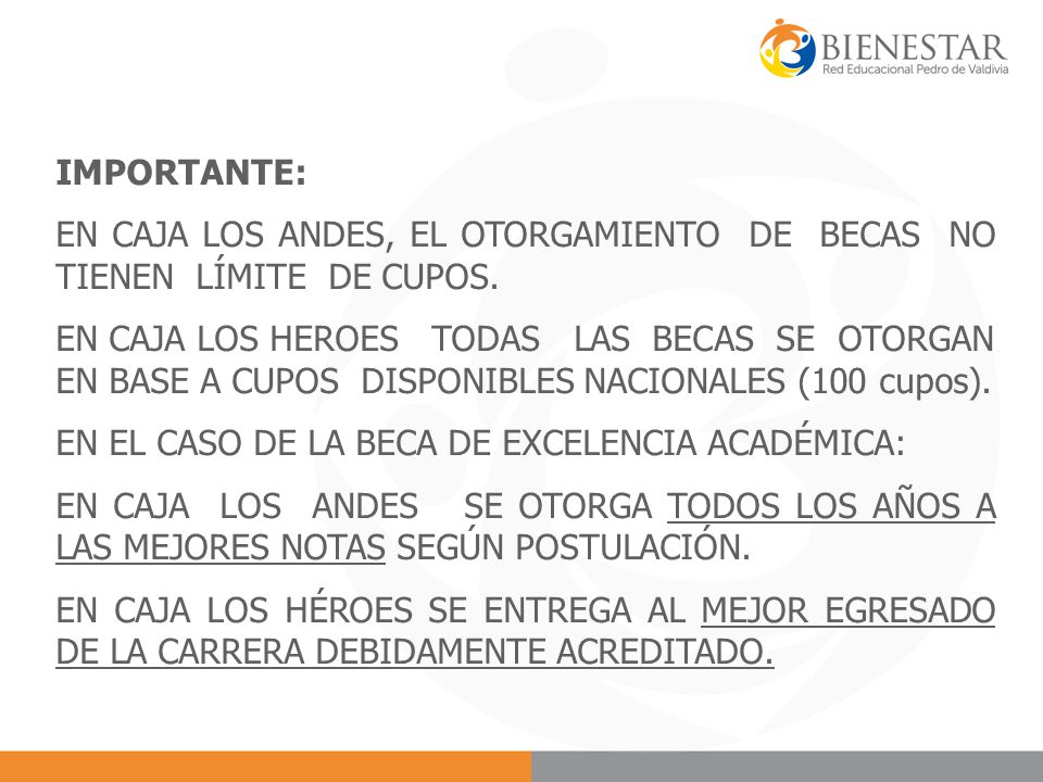 IMPORTANTE: EN CAJA LOS ANDES, EL OTORGAMIENTO DE BECAS NO TIENEN LÍMITE DE CUPOS.