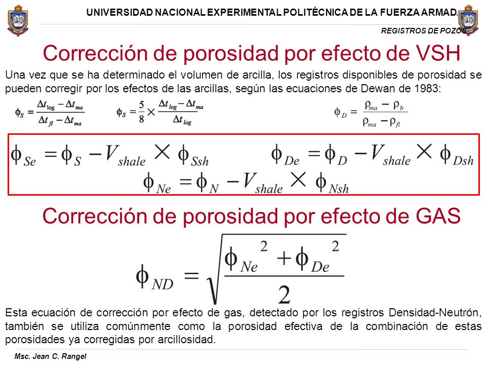 Corrección de porosidad por efecto de VSH