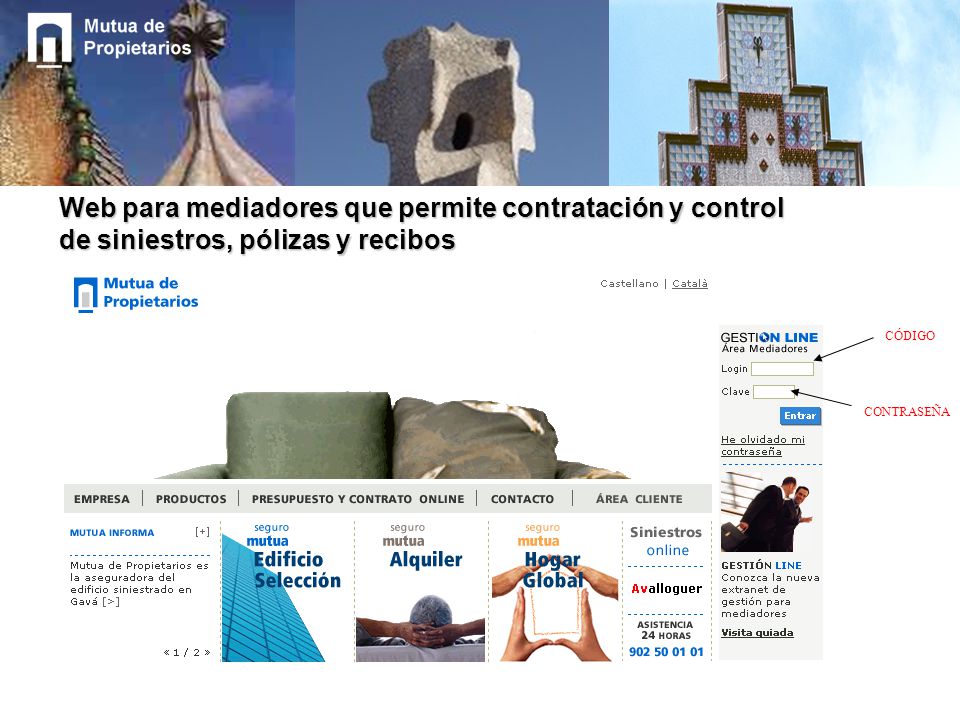 Web para mediadores que permite contratación y control de siniestros, pólizas y recibos