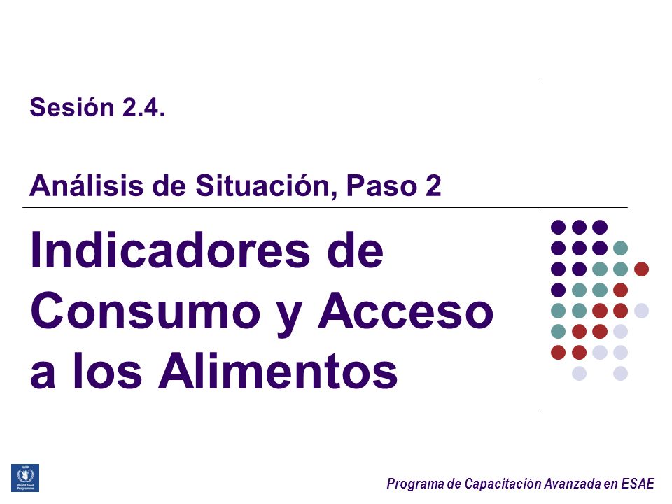 Sesión 2.4. Análisis de Situación, Paso 2 Indicadores de Consumo y Acceso a los Alimentos