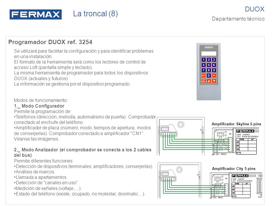 La troncal (8) DUOX Programador DUOX ref Departamento técnico