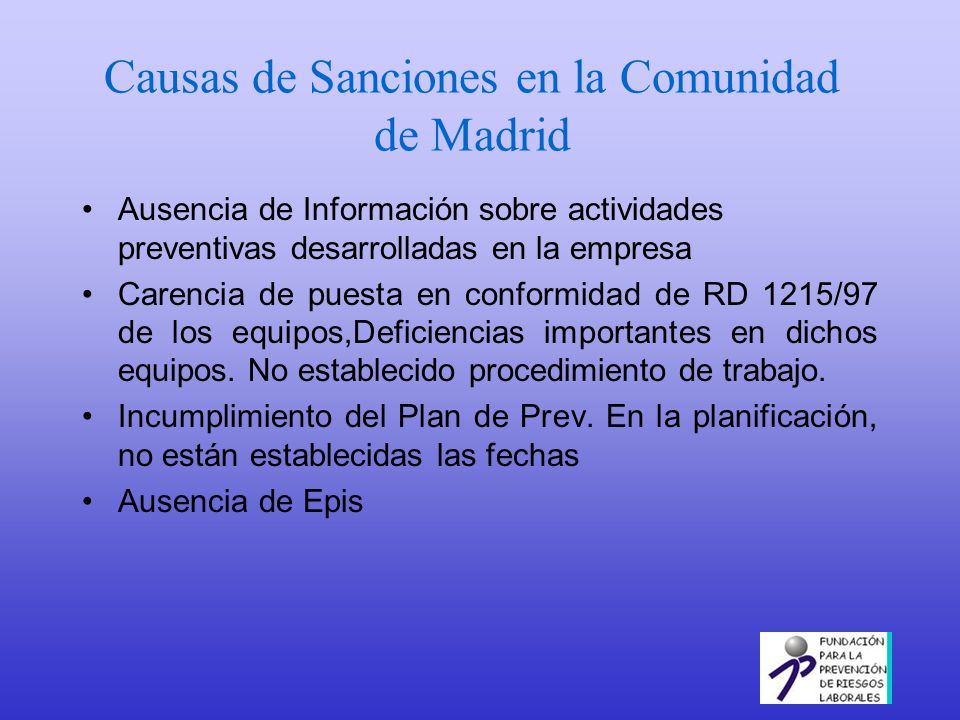 Causas de Sanciones en la Comunidad de Madrid