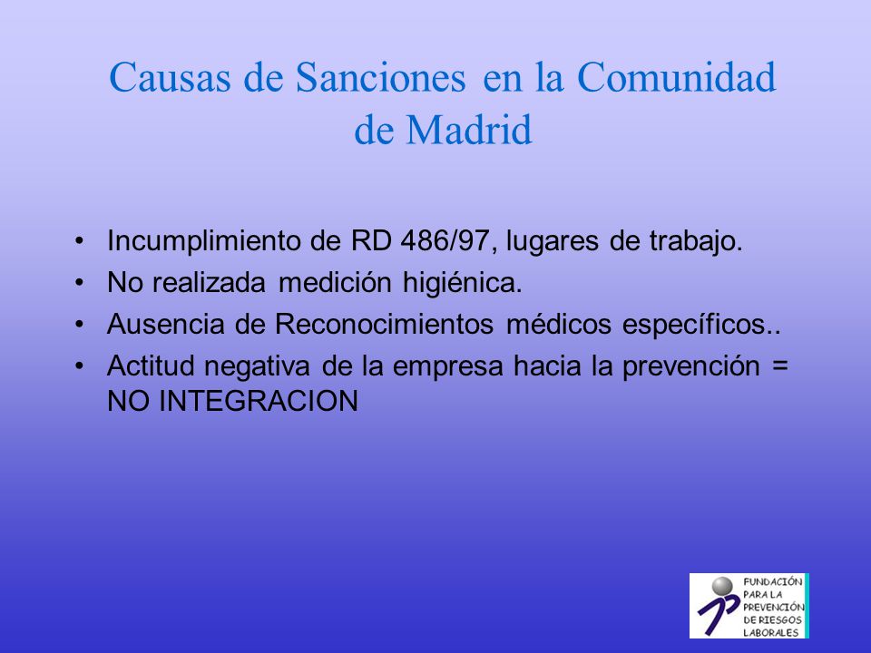 Causas de Sanciones en la Comunidad de Madrid