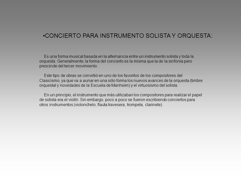 CONCIERTO PARA INSTRUMENTO SOLISTA Y ORQUESTA: