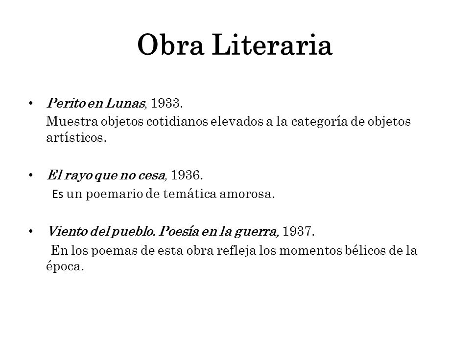 Obra Literaria Perito en Lunas, 1933.