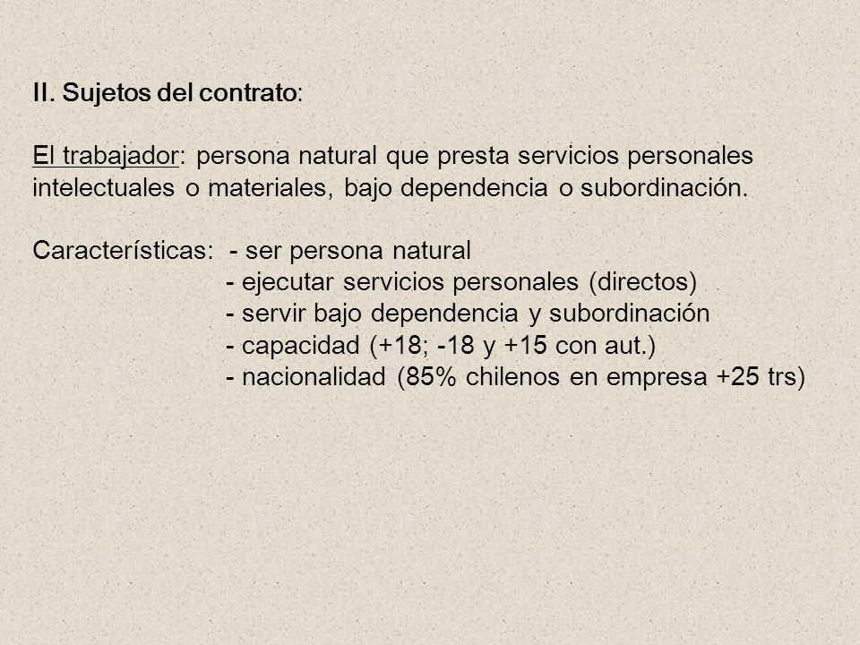 II. Sujetos del contrato: