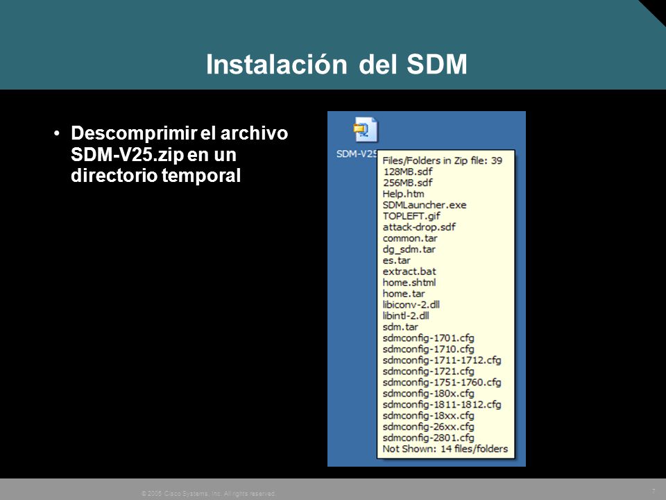 Instalación del SDM Descomprimir el archivo SDM-V25.zip en un directorio temporal