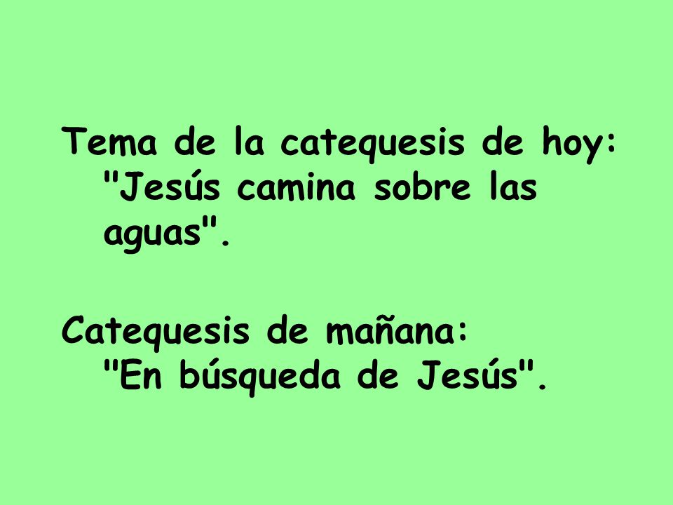 Tema de la catequesis de hoy: Jesús camina sobre las aguas .