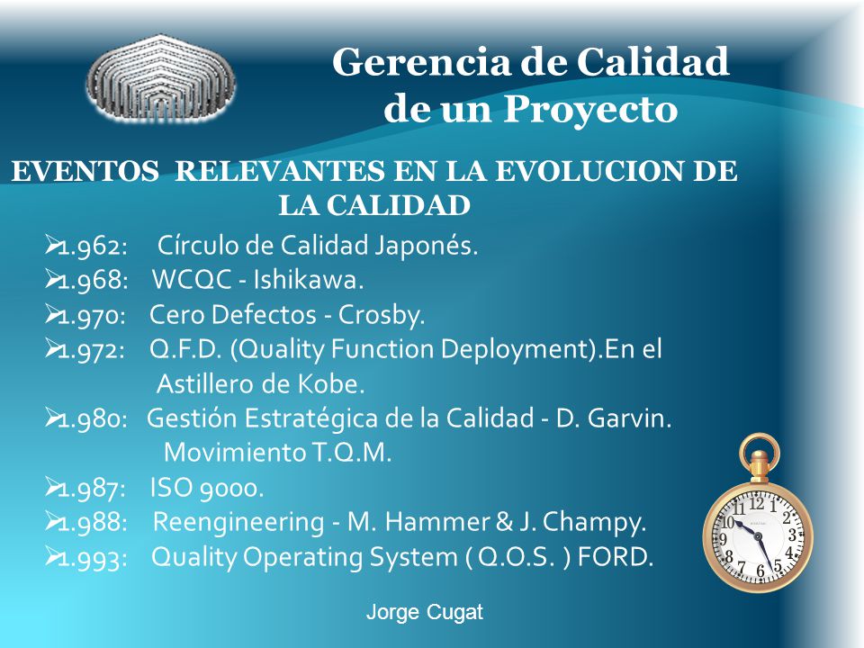 EVENTOS RELEVANTES EN LA EVOLUCION DE LA CALIDAD