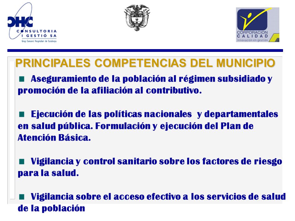 PRINCIPALES COMPETENCIAS DEL MUNICIPIO
