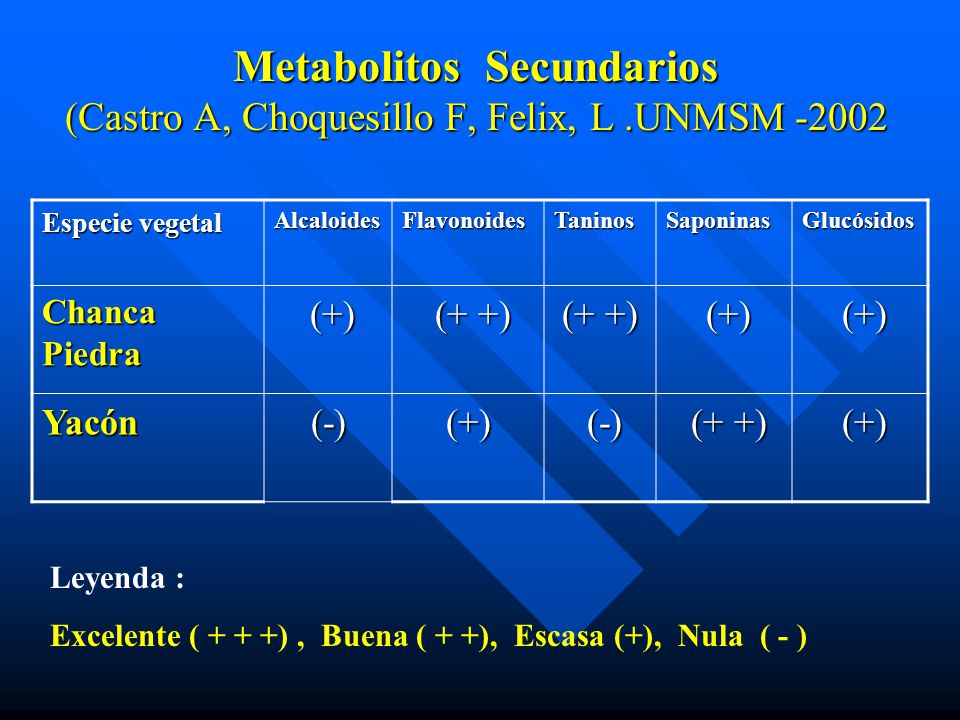 Metabolitos Secundarios (Castro A, Choquesillo F, Felix, L .UNMSM -2002