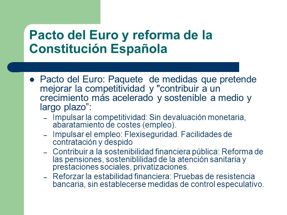 Pacto del Euro y reforma de la Constitución Española