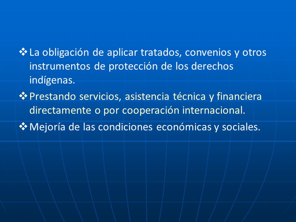 La obligación de aplicar tratados, convenios y otros instrumentos de protección de los derechos indígenas.