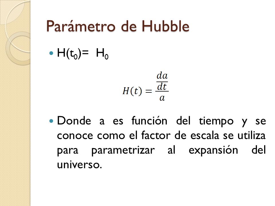 Parámetro de Hubble H(t0)= H0