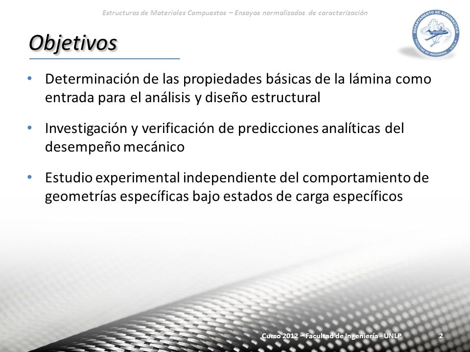 Estructuras de Materiales Compuestos – Ensayos normalizados de caracterización