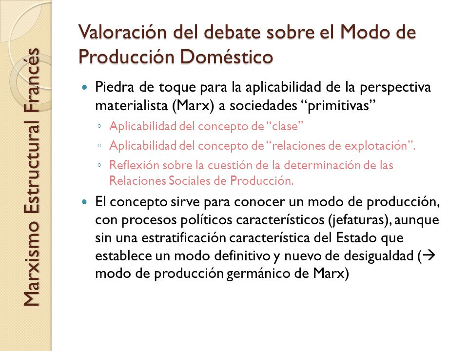 Valoración del debate sobre el Modo de Producción Doméstico