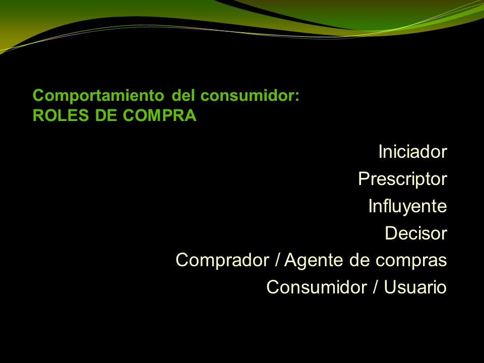 Comportamiento del consumidor: ROLES DE COMPRA