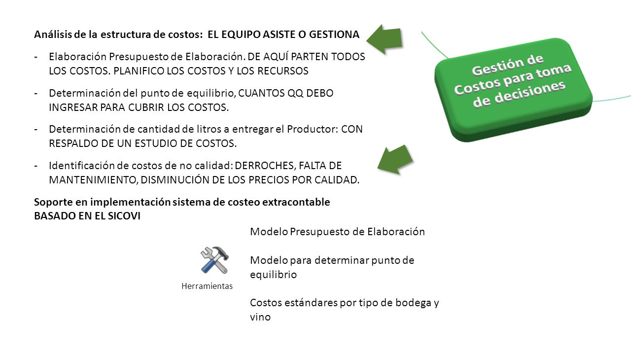 Análisis de la estructura de costos: EL EQUIPO ASISTE O GESTIONA