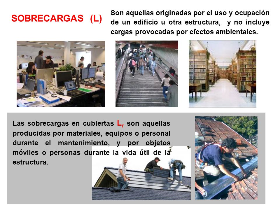 Son aquellas originadas por el uso y ocupación de un edificio u otra estructura, y no incluye cargas provocadas por efectos ambientales.