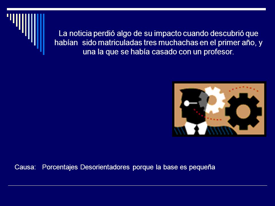 La noticia perdió algo de su impacto cuando descubrió que habían sido matriculadas tres muchachas en el primer año, y una la que se había casado con un profesor.