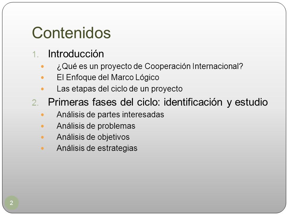 Contenidos Introducción