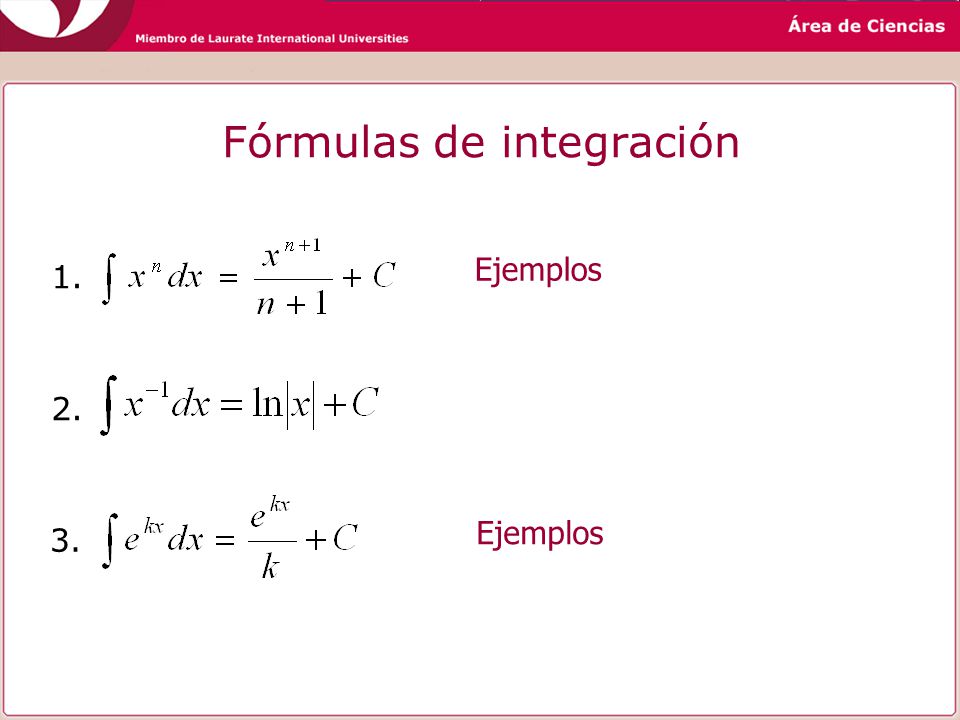 Fórmulas de integración