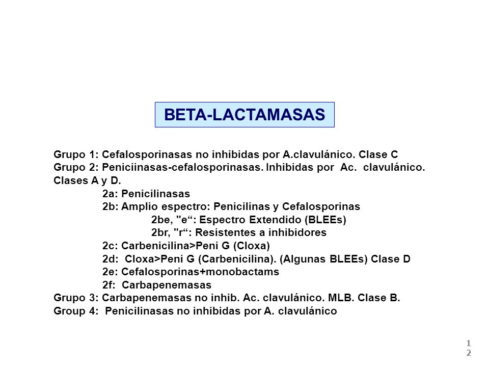 BETA-LACTAMASAS Grupo 1: Cefalosporinasas no inhibidas por A.clavulánico. Clase C.