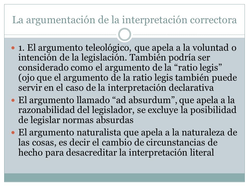 La argumentación de la interpretación correctora