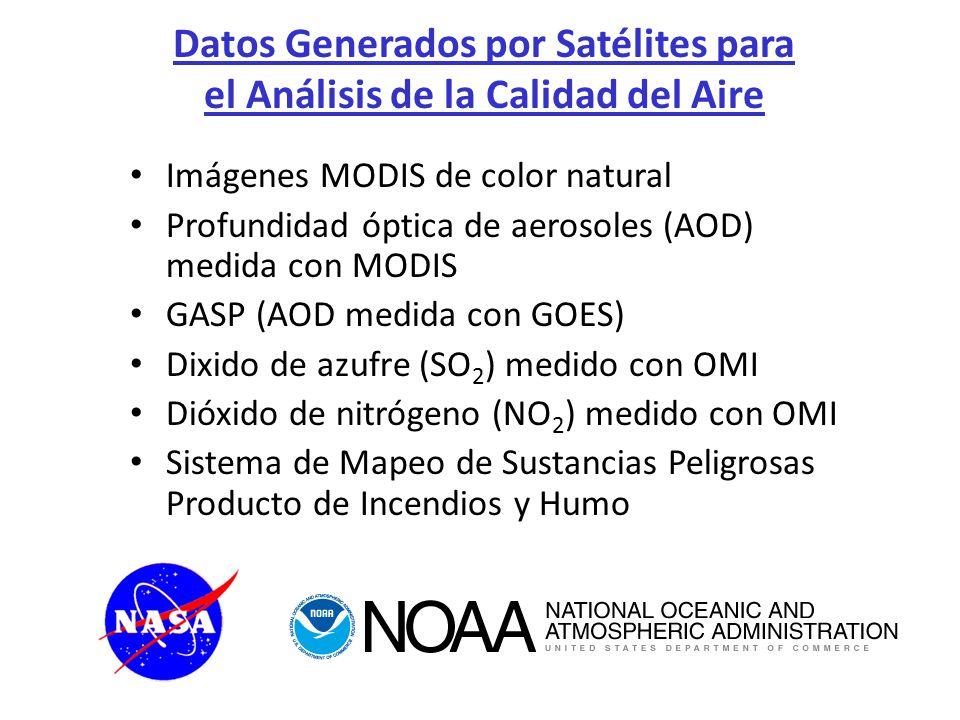 Datos Generados por Satélites para el Análisis de la Calidad del Aire