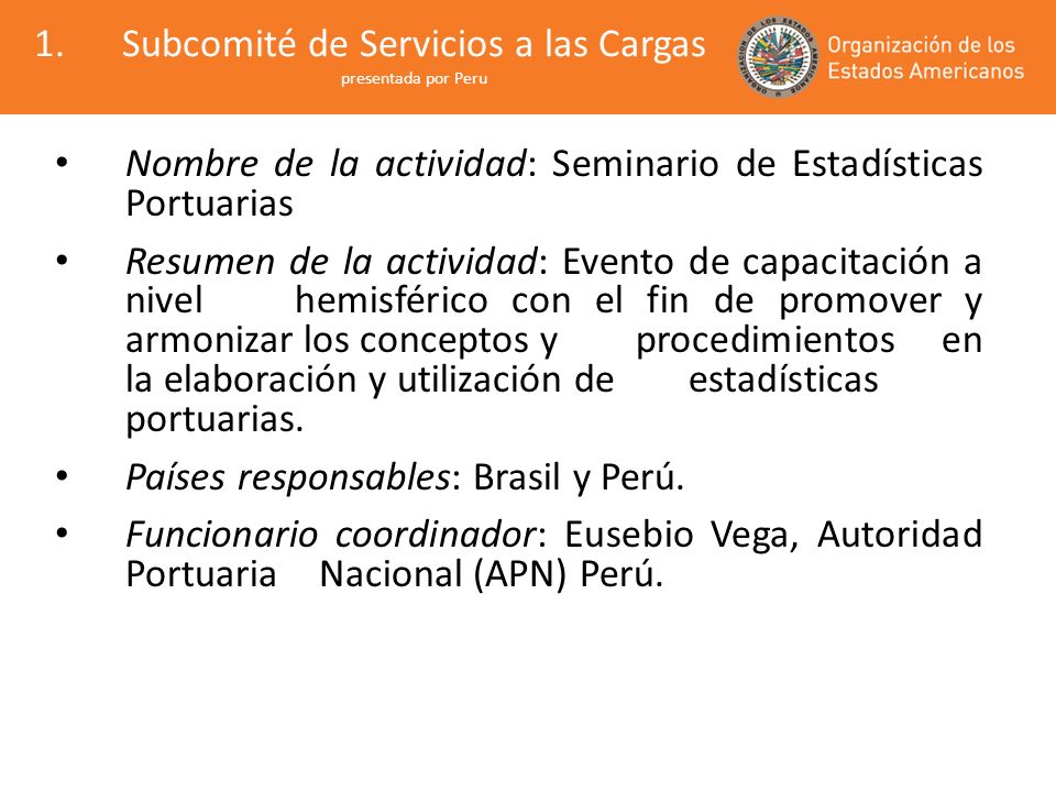 Subcomité de Servicios a las Cargas presentada por Peru