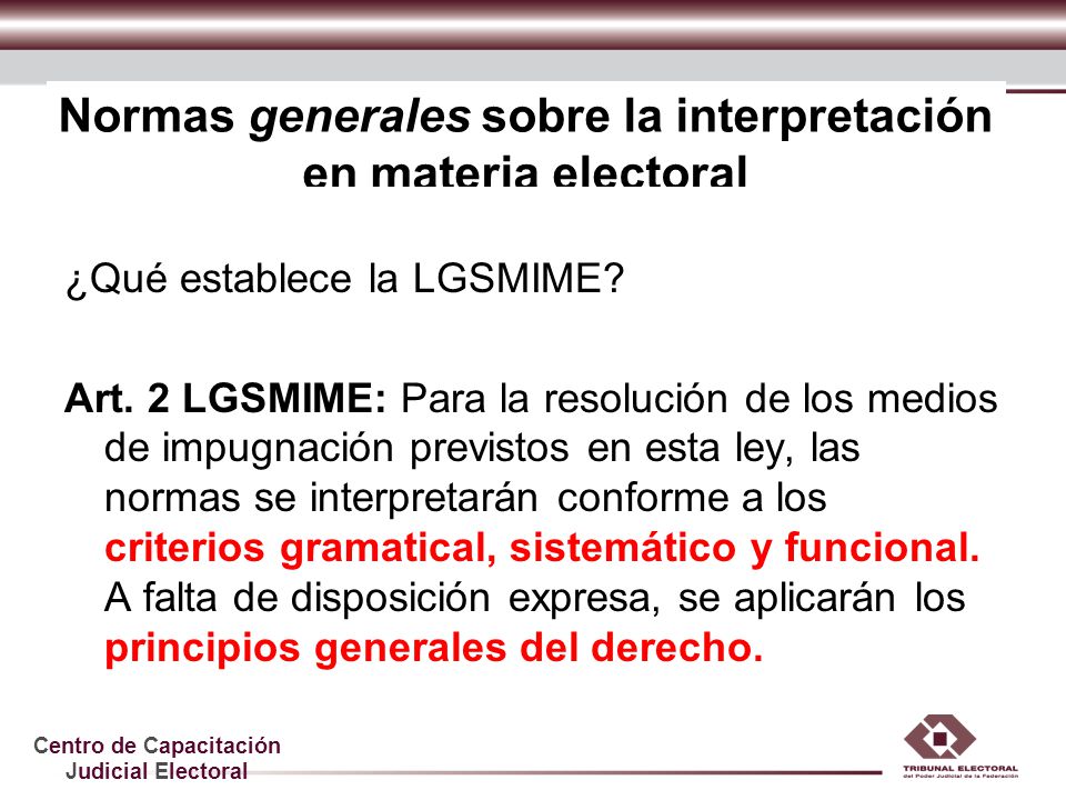 Normas generales sobre la interpretación en materia electoral