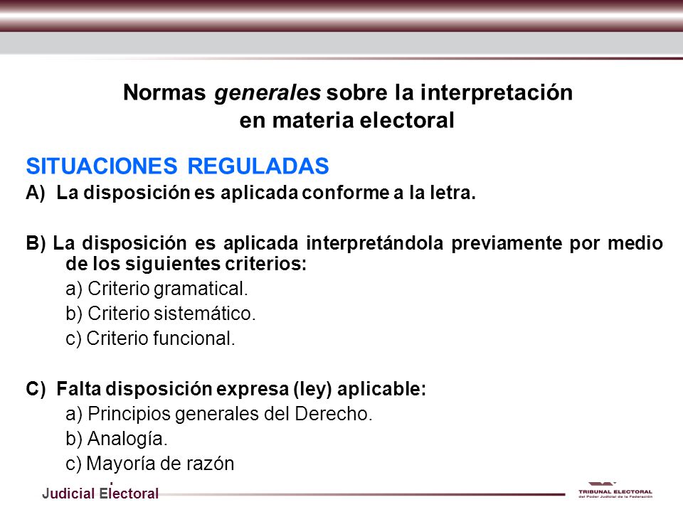 Normas generales sobre la interpretación en materia electoral